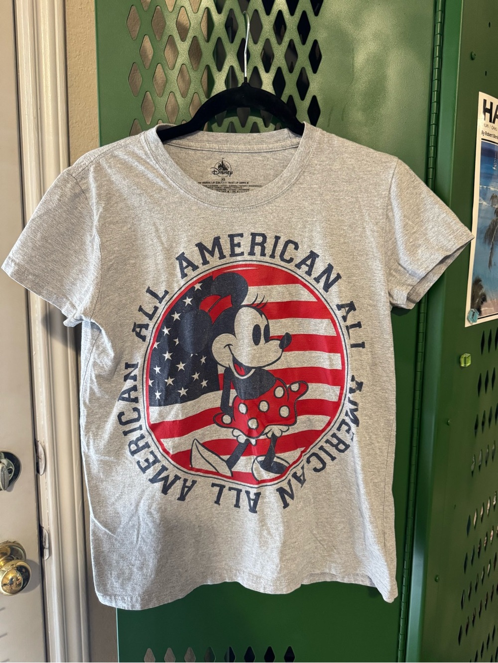 Disney Women’s Minnie Mouse “All American” Gray Patriotic T‑Shirt (90% Cotton)